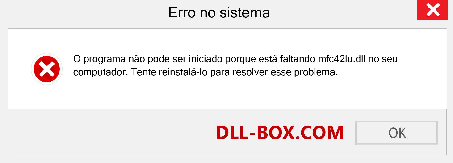 Arquivo mfc42lu.dll ausente ?. Download para Windows 7, 8, 10 - Correção de erro ausente mfc42lu dll no Windows, fotos, imagens